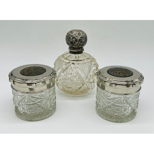 7 - Victorian silver mounted scent bottle, Levi and Salaman, Birmingham 1899, the gas’s bottle with face... 