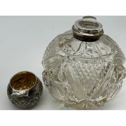 7 - Victorian silver mounted scent bottle, Levi and Salaman, Birmingham 1899, the gas’s bottle with face... 