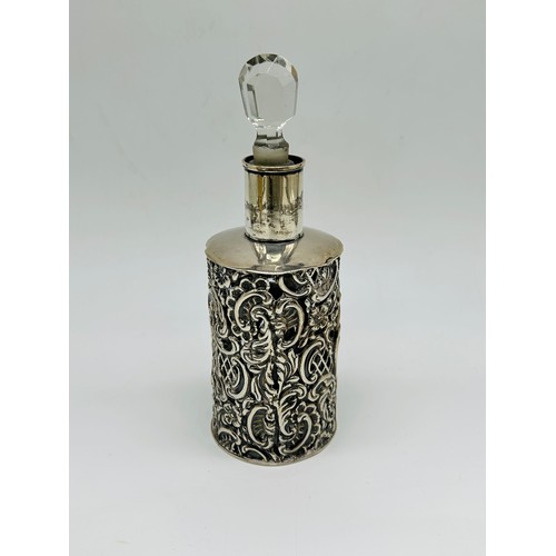 7 - Victorian silver mounted scent bottle, Levi and Salaman, Birmingham 1899, the gas’s bottle with face... 