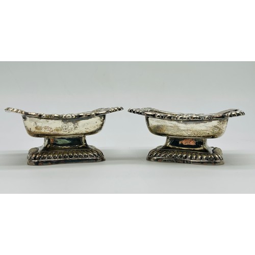 10 - Pair George III salts James Kirkby & Co. Sheffield circa 1810, rectangular form, cast c scroll and s... 