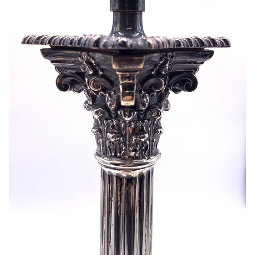 56 - Weighted silver Corinthian column table lamp Richard Hodd & Son, London 1872..1888 [Height 46cm]