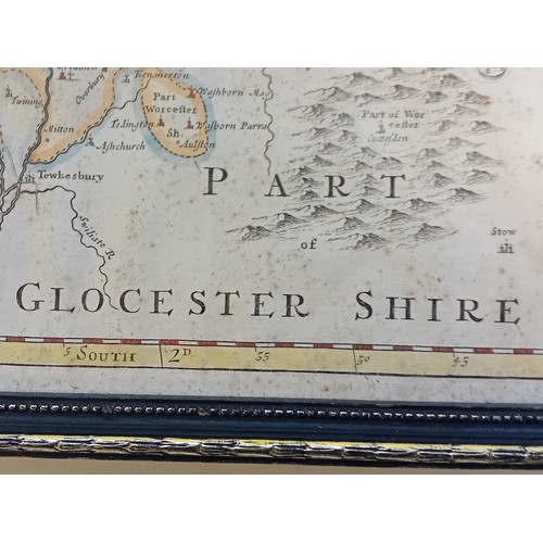 111 - Robert Morden
A framed hand coloured map, Worcestershire. 1st Edition 1695