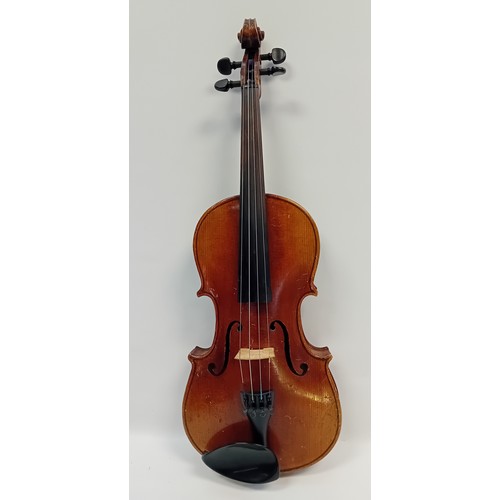 60 - German Violin marked Antonius Stradiuarius Cremonensis Fabiebat Anno17 within a fitted case with bow... 