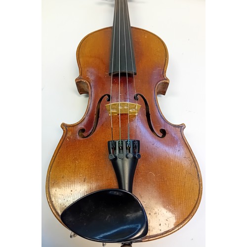 60 - German Violin marked Antonius Stradiuarius Cremonensis Fabiebat Anno17 within a fitted case with bow... 