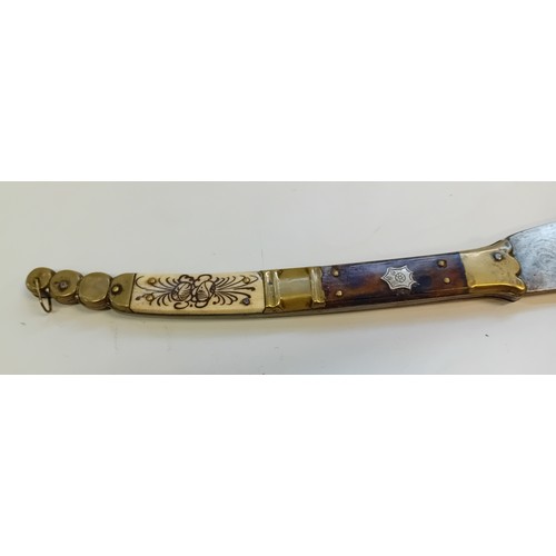 107 - Navaja Knife with etched blade