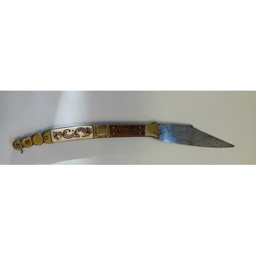 107 - Navaja Knife with etched blade