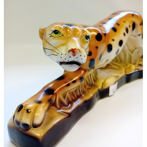 149 - 1920's Hollywood Regency Ceramic Cheetah Statue 
(possibly Italian)
[42cm]