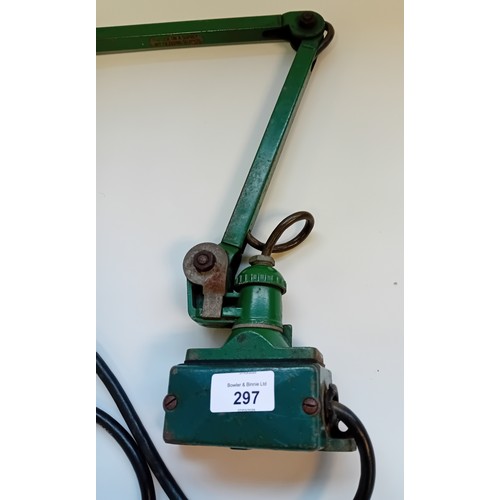 297 - Vintage Green Industrial Machinist Lamp