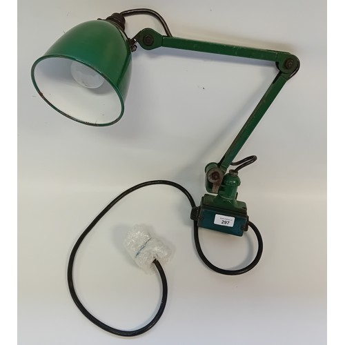 297 - Vintage Green Industrial Machinist Lamp