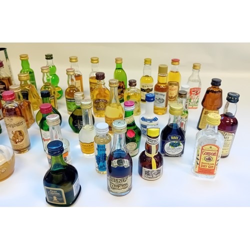 142 - Large collection of Branded Miniatures to include Whiskey, Gin, Wine, Tequila, Vodka etc