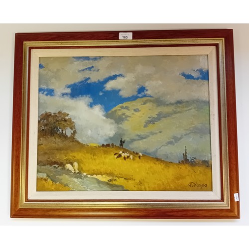 165 - Petro Magro (Ukrainian 1918)
Oil on Canvas titled ''Pastures on Highlands'', signed.
[Frame 54x64cm]