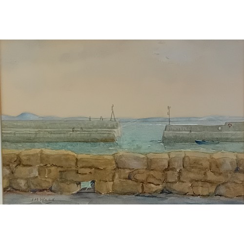 178 - I M Wood
Watercolour Harbour Scene and Pastel Beach Front View.