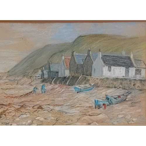 178 - I M Wood
Watercolour Harbour Scene and Pastel Beach Front View.