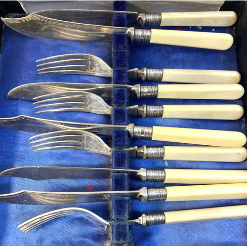 127 - Large collection of silver plated flat wares to include boxed bone handled knife and fork sets