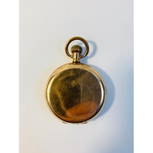 93 - Gold plated Waltham USA pocket watch, Moon Dennison case