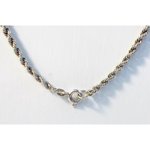 108 - Silver rope chain marked 925, 12g