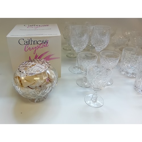 410 - Large collection of crystal to include wine glasses, sherry glasses,  bowl, Caithness, Vases etc