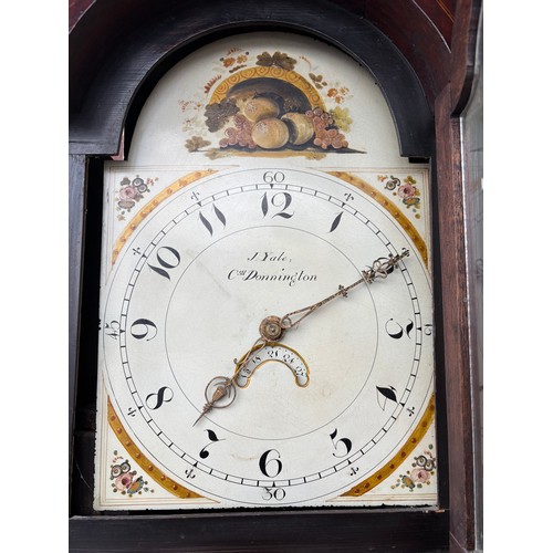 333 - Antique oak cased grandfather clock J.Yale Donnington 
With pendulum and weight