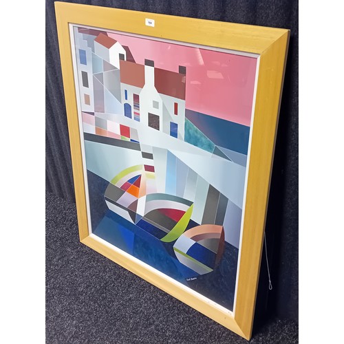 184 - Carol Paterson
Large Contemporary Abstract painting titled ''Crail Harbour Pink Sky'', signed.
[Fram... 