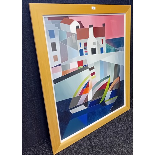 184 - Carol Paterson
Large Contemporary Abstract painting titled ''Crail Harbour Pink Sky'', signed.
[Fram... 