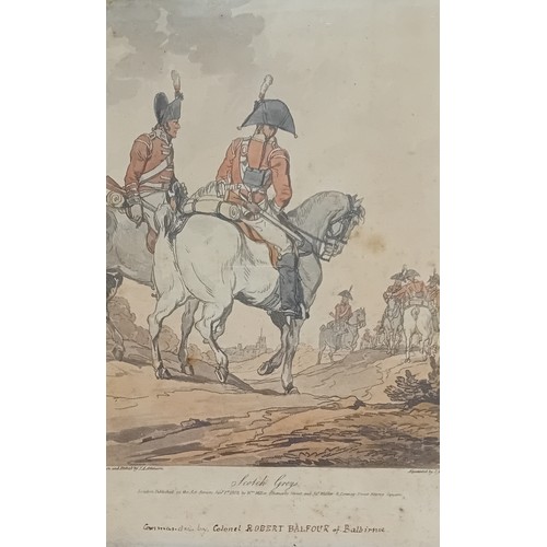 193 - Three Early 19th Century coloured Aquatints ''Scotch Greys'', ''Lieutenant General Sir Ralph Abercro... 