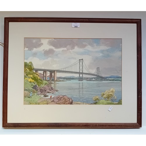 269 - Leonard Russell Squirrell (1893-1979)
Watercolour ''Forth Road Bridge'', signed and dated 1964
[Fram... 