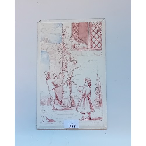 277 - Antique Hand painted Ceramic Tile
[29x18cm]