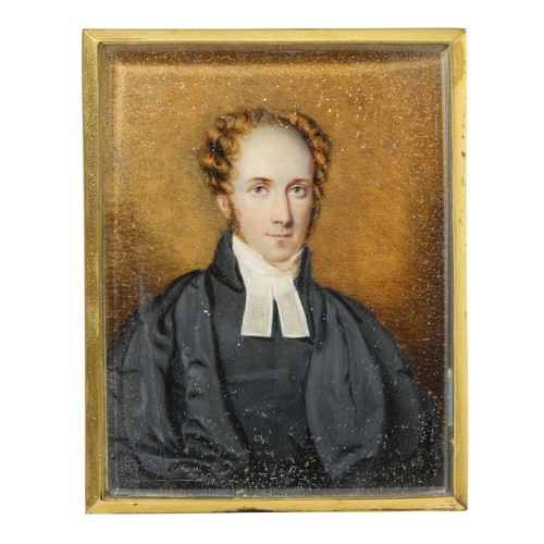 94A - PAIR OF ENGLISH PORTRAIT MINIATURES OF A REVEREND AND LADY
MID 19TH CENTURY
rectangular, watercolour... 