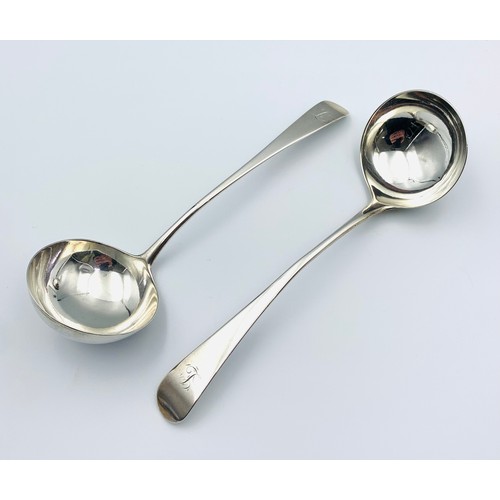 10 - Silver ladle, Charles Hougham, London, 1769, together with another (maker rubbed) 
pair 96.34g