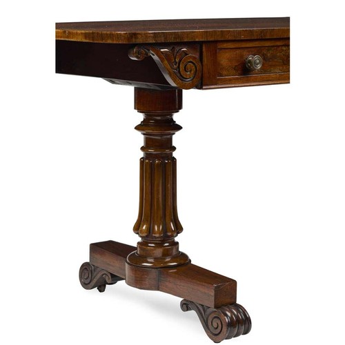 240 - An 19th Century William IV Rosewood Library table, The rounded rectangular top above a pair of short... 