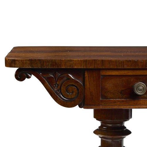 240 - An 19th Century William IV Rosewood Library table, The rounded rectangular top above a pair of short... 