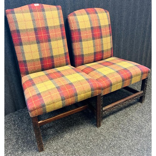 324 - Two 19th century mahogany framed chairs recovered in a tartan upholstery