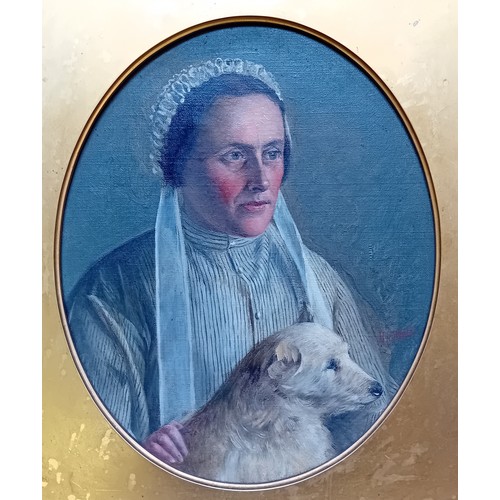 165A - Henry Nelson O'Neil (1817-1880)
19th Century Oil on Canvas
Portrait Of Women with Dog
[Frame 45x40cm... 