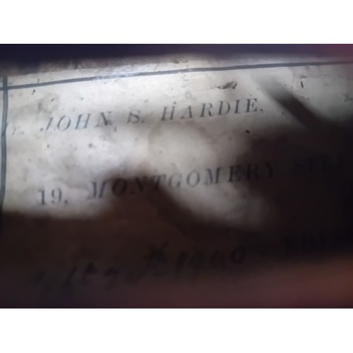 130 - John S. Hardie Violin labelled 19 Montgomery Street, Edinburgh. Dated 29th September 1900.
Comes wit... 