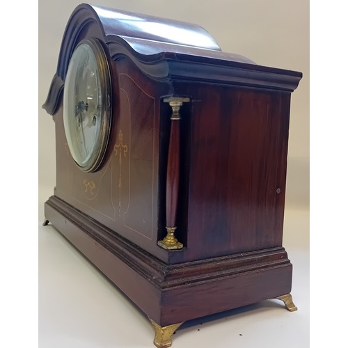 395 - Vintage Columned and Ribbon Inlay Mantle Clock
[29x39cm]