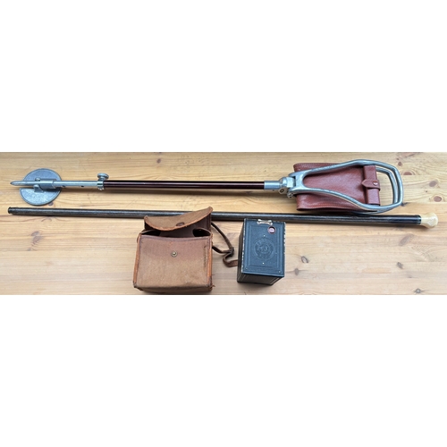 440 - Gamebird shooting stick, silver collared walking stick and Kodak no2 Brownie camera