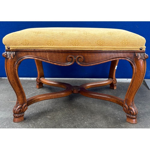 458 - 1900s walnut stool with cross stretcher and hoof feet