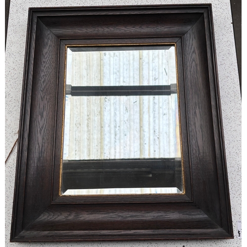 461 - Oak framed small wall mirror 46x56