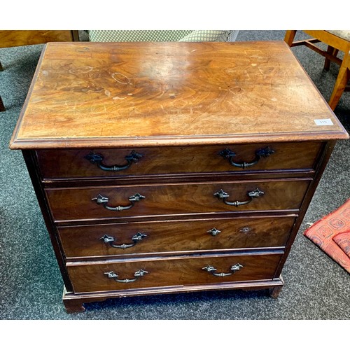 319 - A 19th century mahogany chest of four drawers raised on bracket feet, In need of attention [73x72x45... 