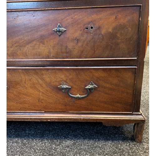 319 - A 19th century mahogany chest of four drawers raised on bracket feet, In need of attention [73x72x45... 