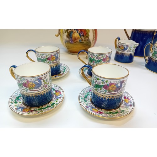 137 - 19th Century Meissen Porcelain Coffee Pot and Wedgwood Bone China Coffee Pot, Cups & Saucers
