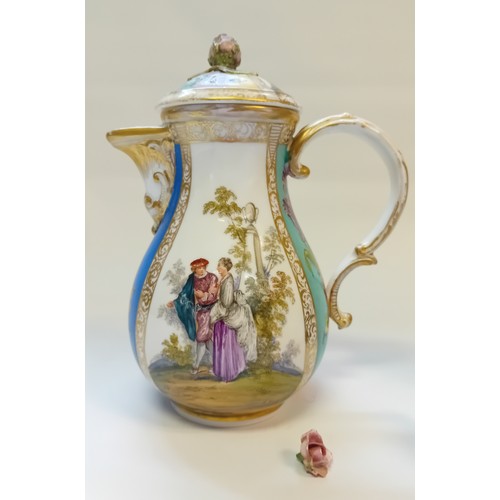 137 - 19th Century Meissen Porcelain Coffee Pot and Wedgwood Bone China Coffee Pot, Cups & Saucers