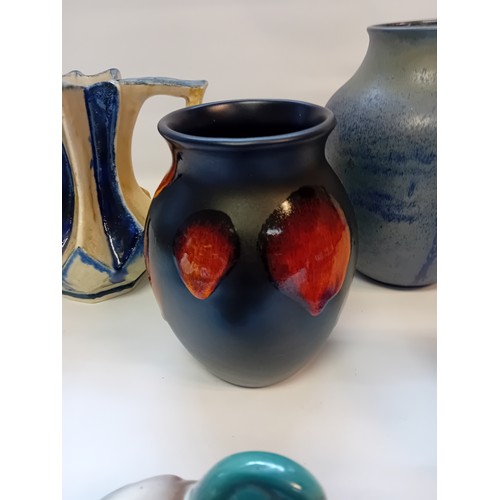426 - Collection of Pottery and Porcelain to include Poole pottery Vase, Hand made Ceramic Pitcher, Von Sc... 
