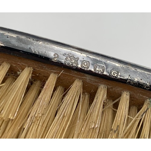 70A - Silver backed dressing table mirror and brush, Barker Brothers Silver Ltd, Birmingham 1934