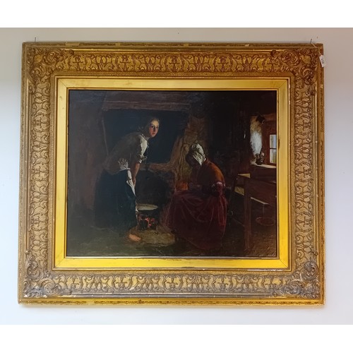 179 - Scottish Victorian school
Granny and granddaughter in cottage kitchen
Oil on canvas
[50x63cm]