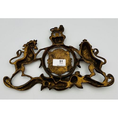 51 - A 19th Century Royal Warrant gilt metal mount, Cast and pierced [30 x 21cm]