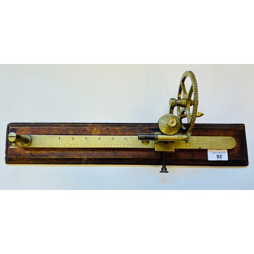92 - 19th century mahogany and brass yarn wool winder testing scale, signed John Nesbitt Ltd, 42 Market S... 