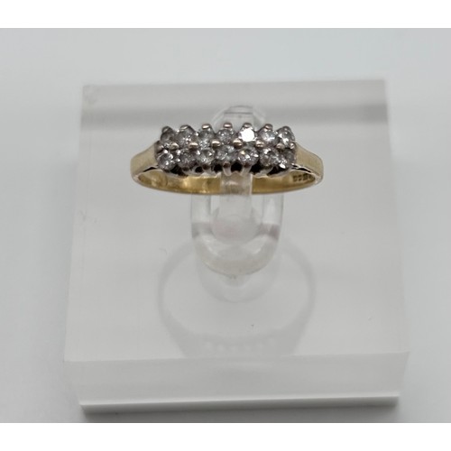 46 - 18ct gold ring with double row of diamonds size L 1/2, [2.26g]