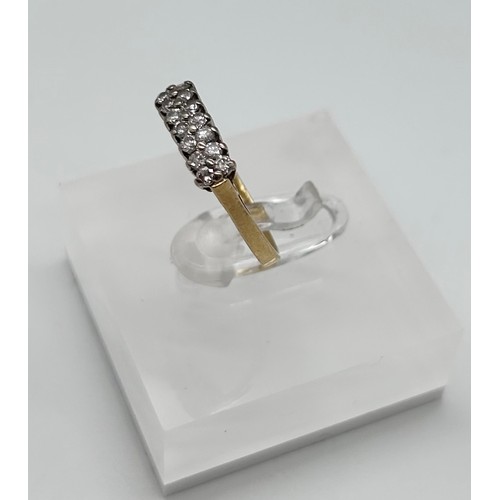 46 - 18ct gold ring with double row of diamonds size L 1/2, [2.26g]