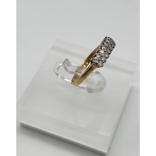 46 - 18ct gold ring with double row of diamonds size L 1/2, [2.26g]